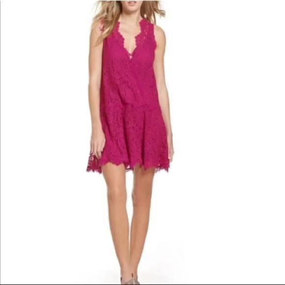 New Free People Bright Orchid Lace Slip Dress S - Picture 2 of 11